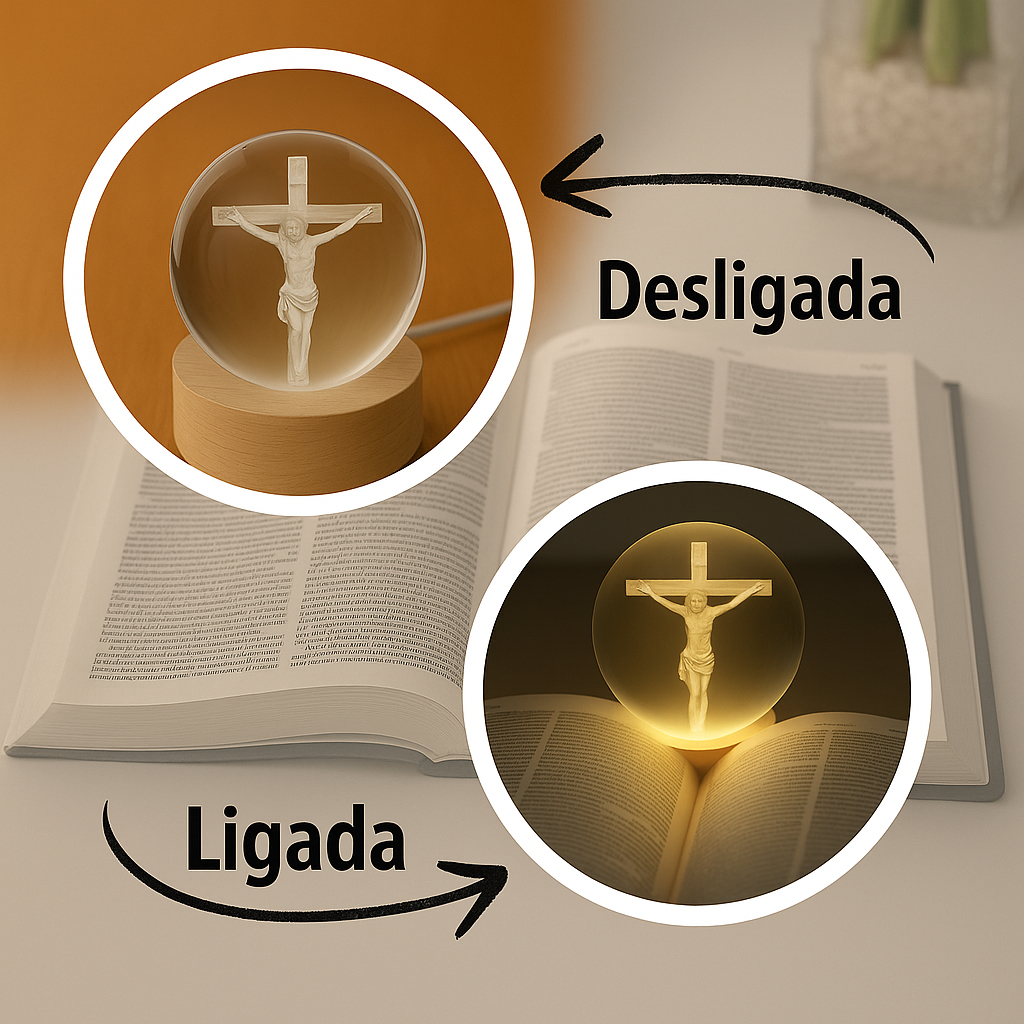 KIT 2 Luminárias de Mesa para Quarto Abajur Cabeceira Decorativo Nossa Senhora Aparecida Jesus 3D