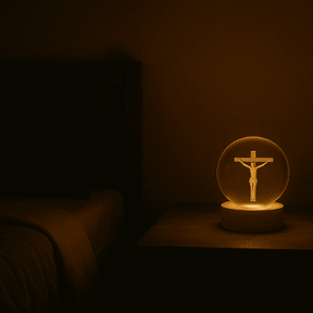 KIT 2 Luminárias de Mesa para Quarto Abajur Cabeceira Decorativo Nossa Senhora Aparecida Jesus 3D