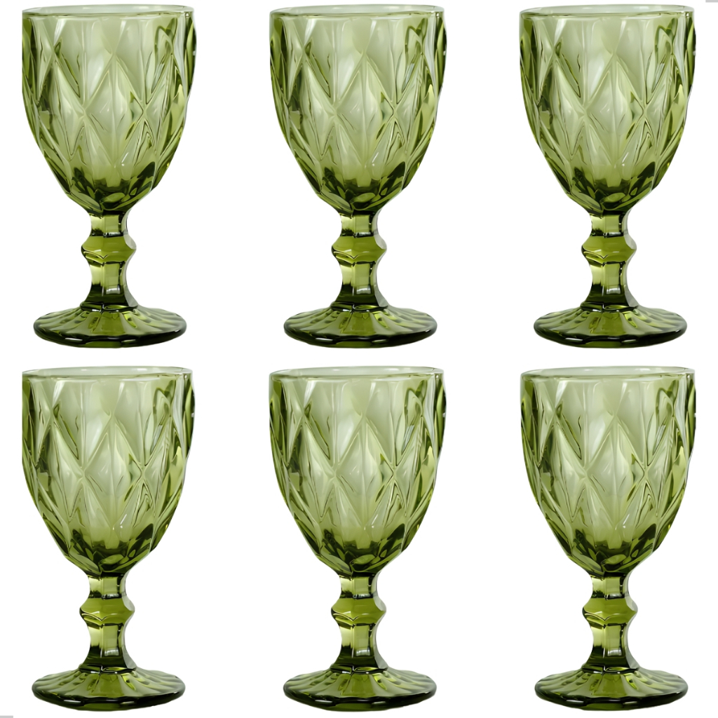 Jogo de 6 Taças de Vidro Diamond Transparente 330ml