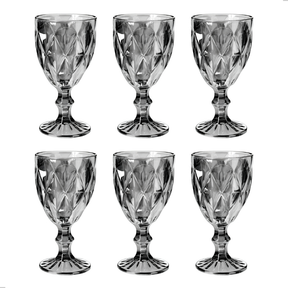 Jogo de 6 Taças de Vidro Diamond Transparente 330ml