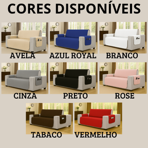PROTETOR DE SOFÁ MATELADO ULTRASSÔNICO PARA SOFÁ DE 1,2 ,3 E 4 LUGARES COM PORTA OBJETOS