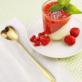 Kit Colher Coração Fofa para Cozinha Mesa Posta Douradas Café Sobremesa Chá Aço Inoxidável