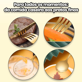 AICOOL 24 Jogo De Talheres Inoxidável 416 Suprimentos De Cozinha Talheres de Dourados Talheres