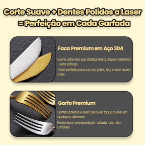 AICOOL 24 Jogo De Talheres Inoxidável 416 Suprimentos De Cozinha Talheres de Dourados Talheres