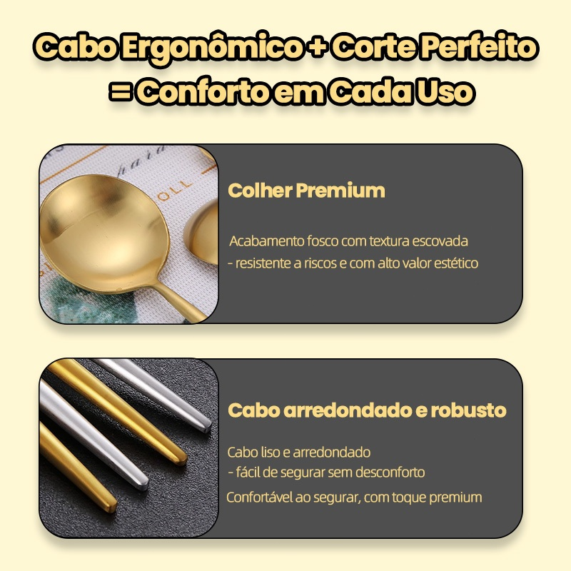 AICOOL 24 Jogo De Talheres Inoxidável 416 Suprimentos De Cozinha Talheres de Dourados Talheres