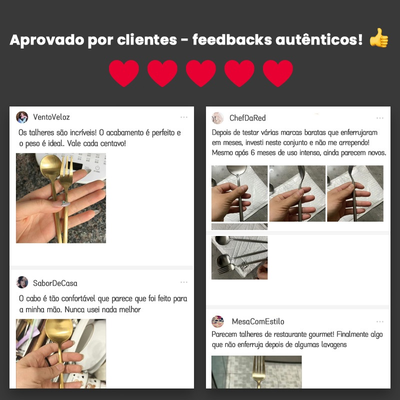 AICOOL 24 Jogo De Talheres Inoxidável 416 Suprimentos De Cozinha Talheres de Dourados Talheres