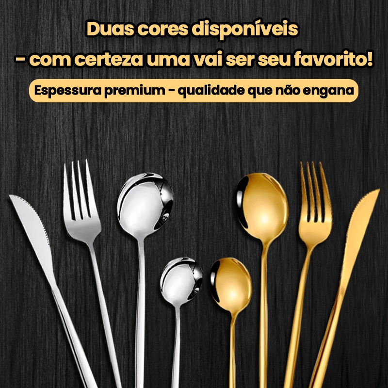 AICOOL 24 Jogo De Talheres Inoxidável 416 Suprimentos De Cozinha Talheres de Dourados Talheres