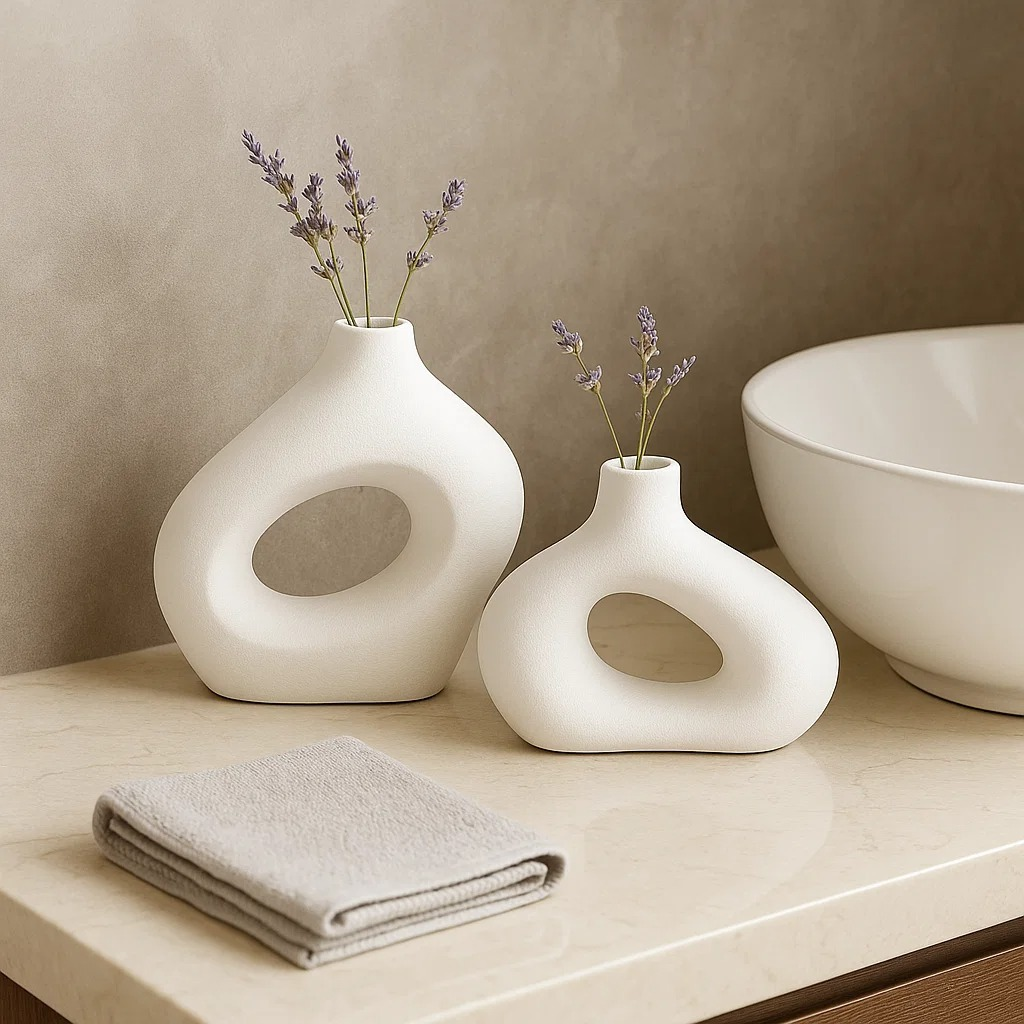 Kit Vaso Minimalista Decorativo Boho Bohochic Rustico Moderno Escritorio Escultura 2pçs