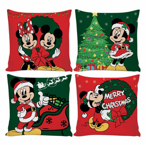 Kit 4 Capas de Almofadas Decorativas 45x45cm Feliz Natal