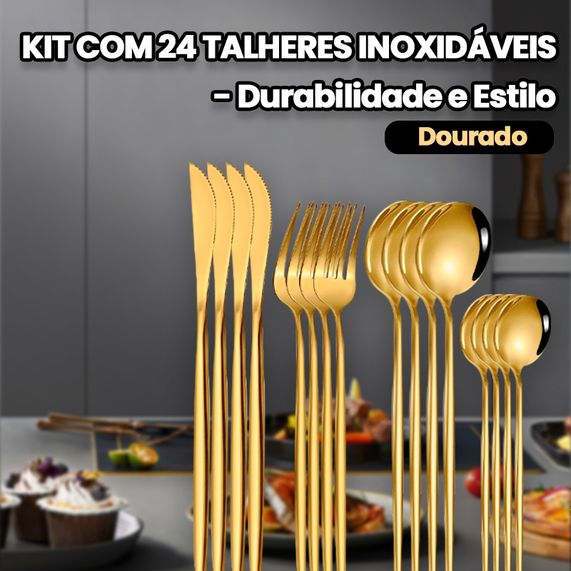 Kit 24 Jogo De Talheres Inoxidável