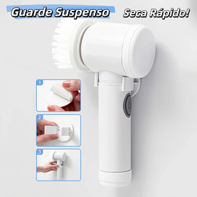 Escova de limpeza elétrica 5 em 1 limpador multiuso sem fio para cozinha / banheiro, limpeza diária