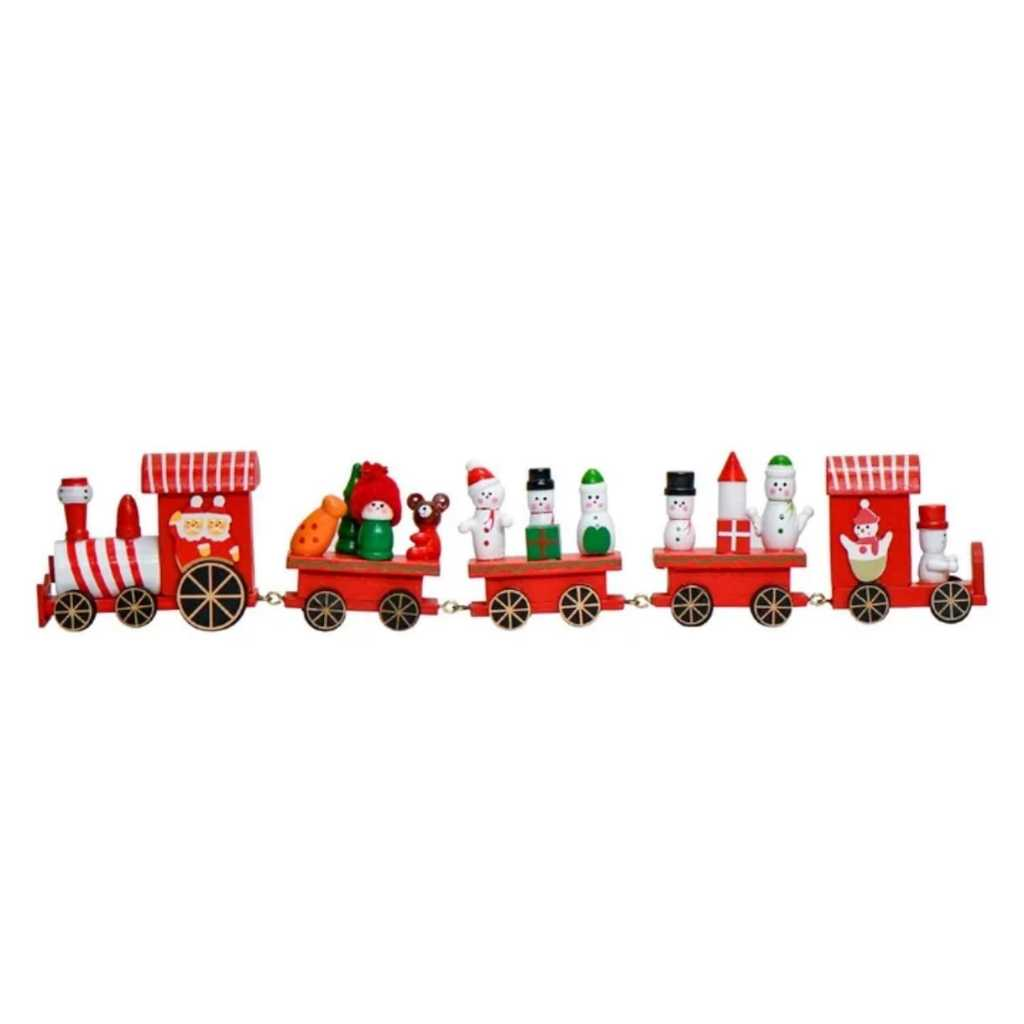 Enfeite de Natal Trenzinho De Madeira Decorativo Presentes Decoração Natalino Brinquedo Papai Noel