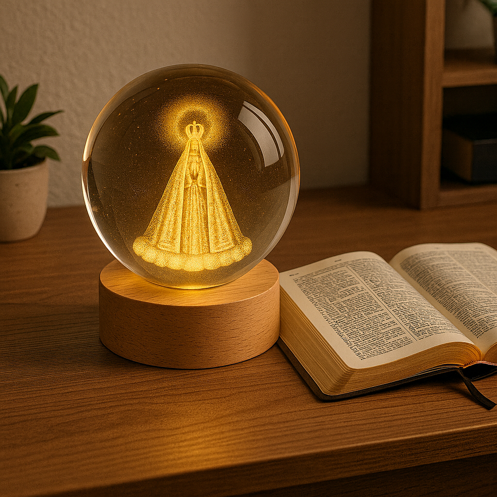 KIT 2 Luminárias de Mesa para Quarto Abajur Cabeceira Decorativo Nossa Senhora Aparecida Jesus 3D