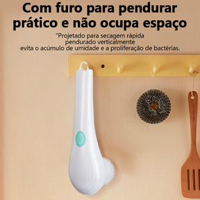 Escova de limpeza elétrica 5 em 1 limpador multiuso sem fio para cozinha / banheiro, limpeza diária