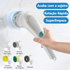 Escova de limpeza elétrica 5 em 1 limpador multiuso sem fio para cozinha / banheiro, limpeza diária