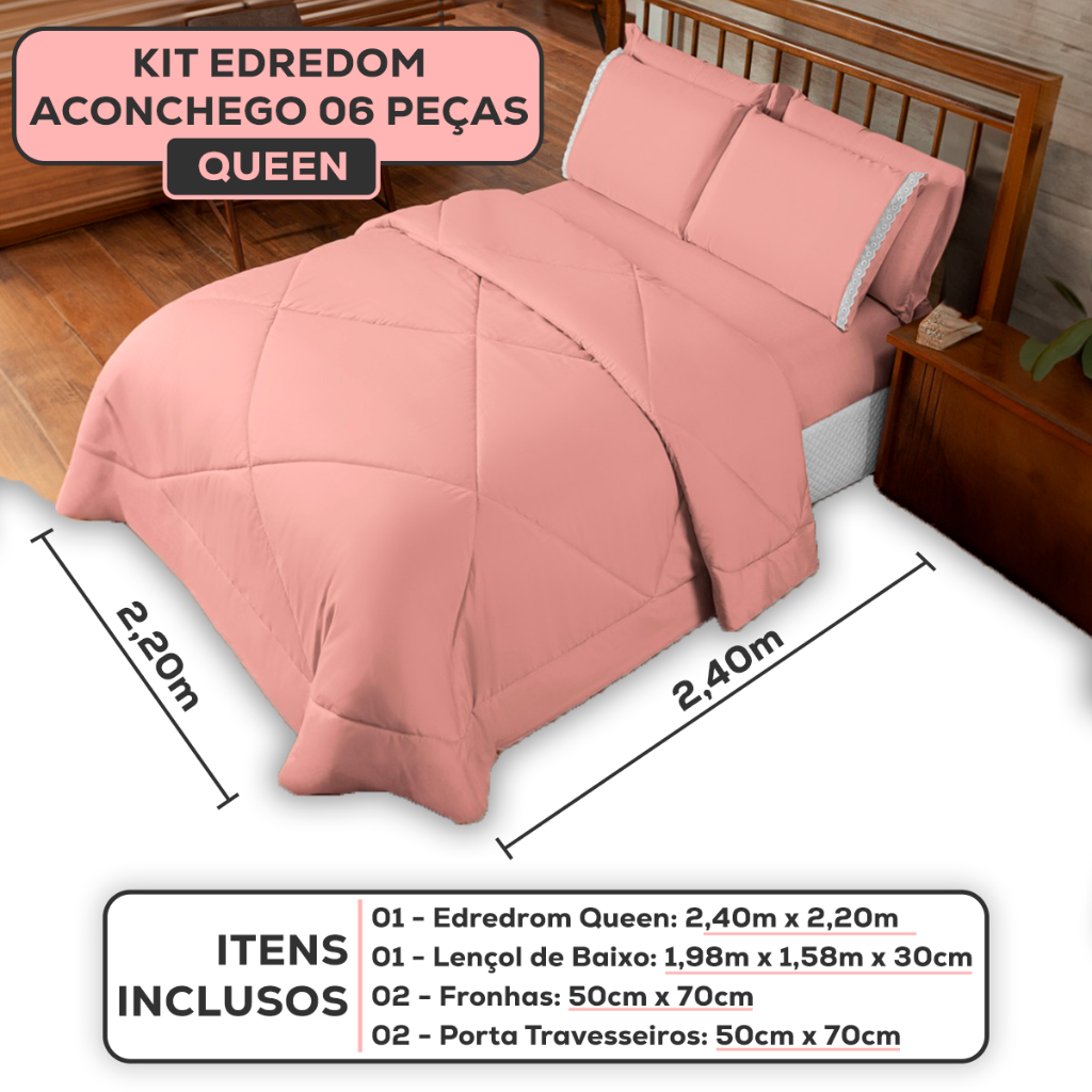 Kit Colcha Edredom Casal Queen  Peças Dupla Face Com Jogo de Lençol Cobre Leito Cama Padrão
