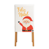Capas de Cadeira Natalinas Elásticas – Papai Noel Feliz Natal