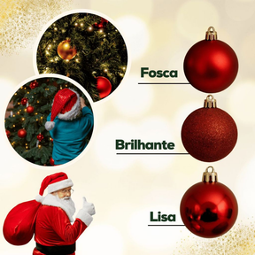 Kit Bolinhas de Árvore de Natal 3cm /4cm/5cm/6cm/7cm/8cm Mista Lisa Fosca Glitter Decoração Natalina