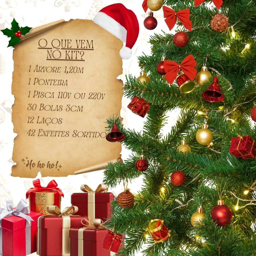 Árvore De Natal 120cm 86 Enfeites Pisca 120 Galhos Decorada Decoração Completa