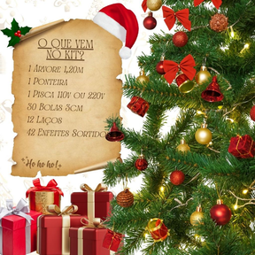 Árvore De Natal 120cm 86 Enfeites Pisca 120 Galhos Decorada Decoração Completa