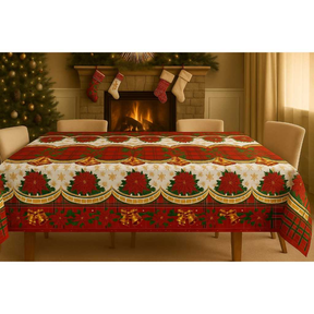 Toalha de Mesa Natalina 4/6/8/10 Lugares Estampada Decorativa Mesa Posta Festa Natal Reforçada