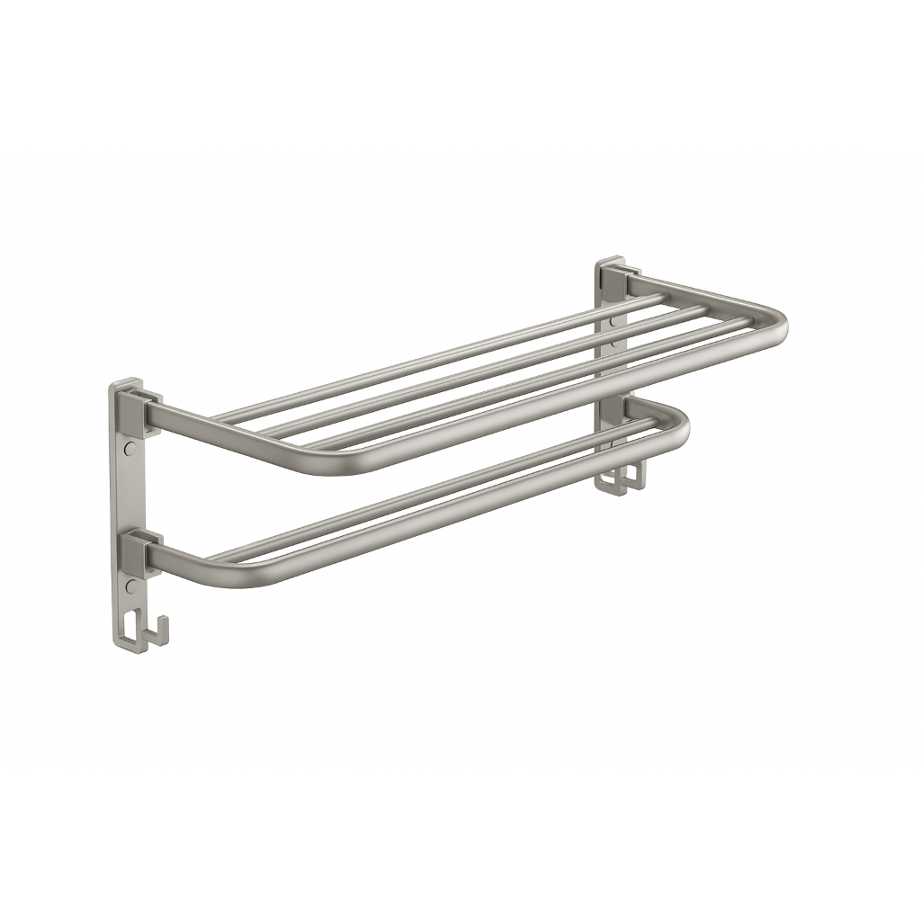 Suporte Toalheiro Banheiro Duplo Aço Inox Premium Retrátil 90°