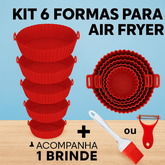 Kit 6 Forma Antiaderente Para Air Fryer Silicone Forno Microondas + Pincel Culinario