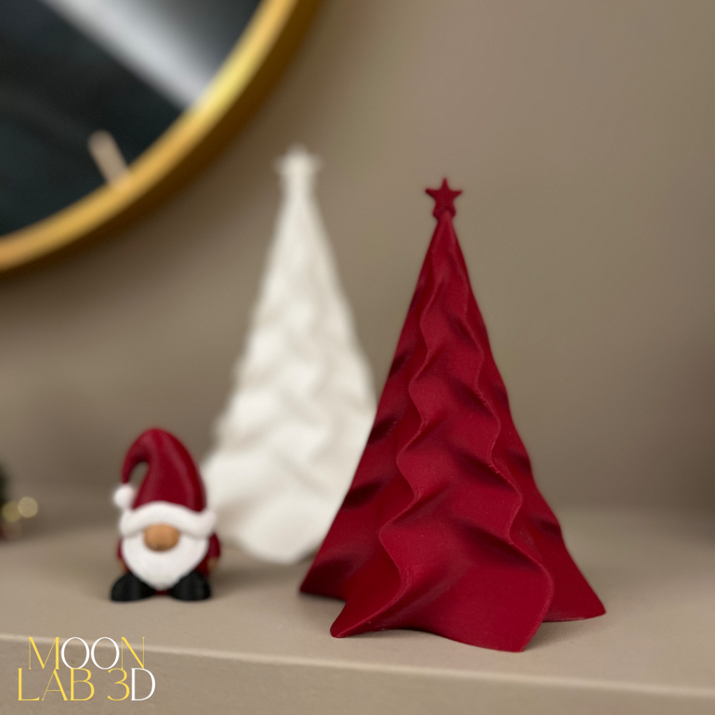 Kit 2 Árvores de Natal Modernas – Enfeites de Mesa para Natal - Vermelha (13cm) e Branca (11cm)