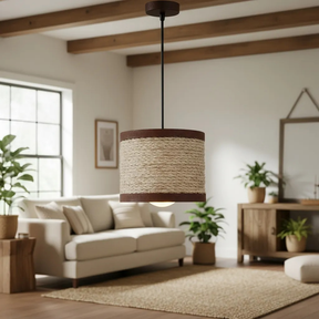 Luminária Mini Pendente Lustre Madeira Retrô Vintage 17cm