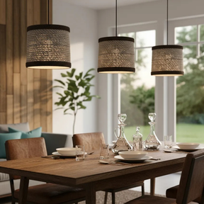 Luminária Mini Pendente Lustre Madeira Retrô Vintage 17cm