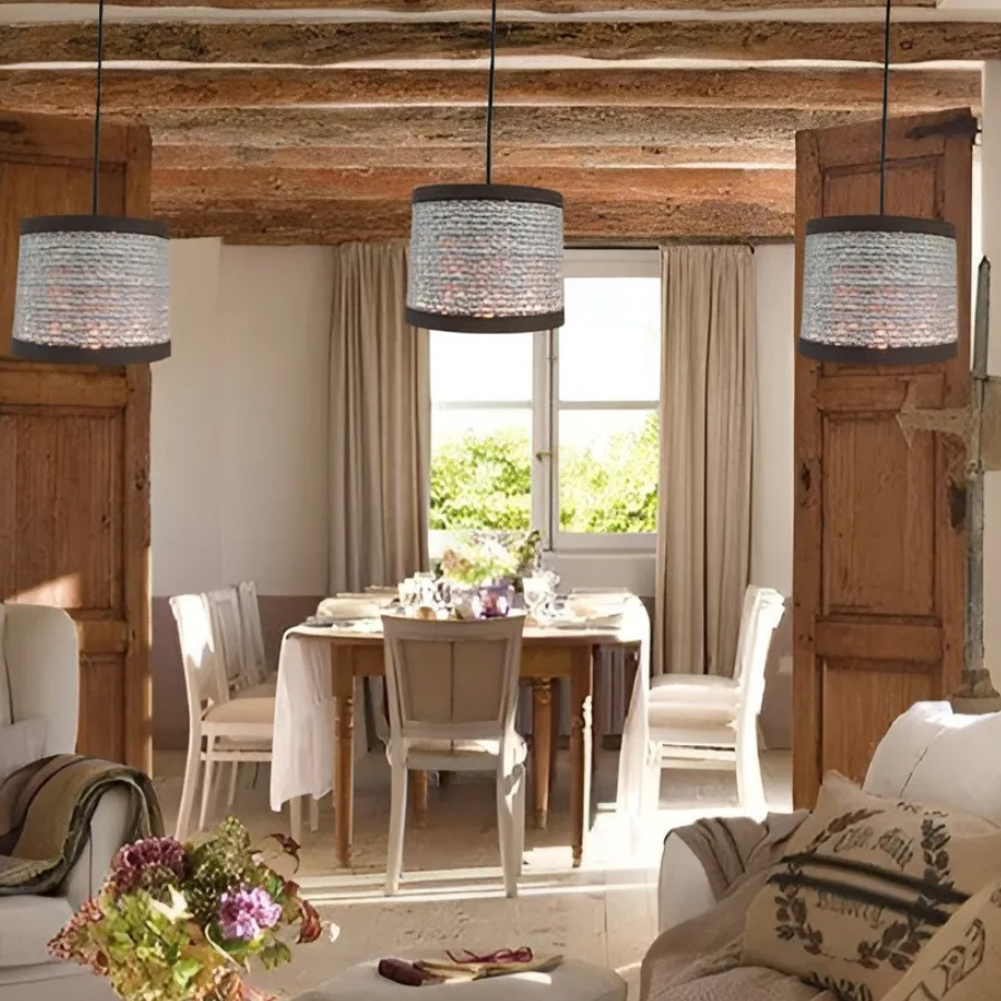 Luminária Mini Pendente Lustre Madeira Retrô Vintage 17cm