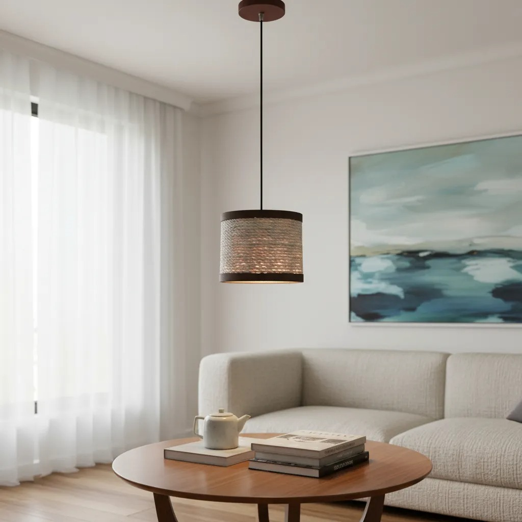 Luminária Mini Pendente Lustre Madeira Retrô Vintage 17cm