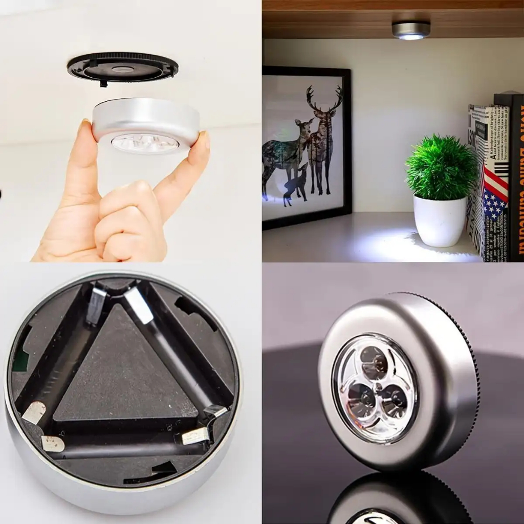 5 Unidade Leds Lâmpada Adesiva Sem Fio Touch De Pilha De Segurança Portátil Para Armário Casa