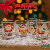 Kit com 6 Canecas Natalinas Xicara Natal Presente Jogo de Chá Café Estampas Variadas