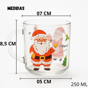 Kit com 6 Canecas Natalinas Xicara Natal Presente Jogo de Chá Café Estampas Variadas