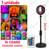 Lâmpada Pôr do Sol com Controle Remoto Luz Noturna USB 16 Cores Ajustáveis