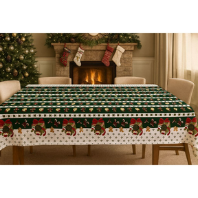 Toalha de Mesa Natalina 4/6/8/10 Lugares Estampada Decorativa Mesa Posta Festa Natal Reforçada