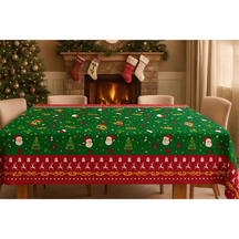 Toalha de Mesa Natalina 4/6/8/10 Lugares Estampada Decorativa Mesa Posta Festa Natal Reforçada