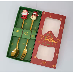 Conjunto com 2 ou 4 Talheres de Sobremesa de Natal