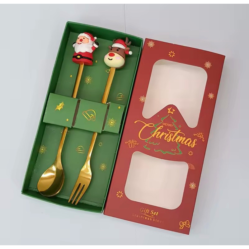 Conjunto com 2 ou 4 Talheres de Sobremesa de Natal