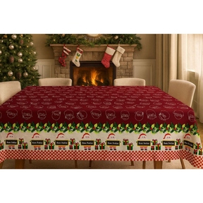 Toalha de Mesa Natalina 4/6/8/10 Lugares Estampada Decorativa Mesa Posta Festa Natal Reforçada