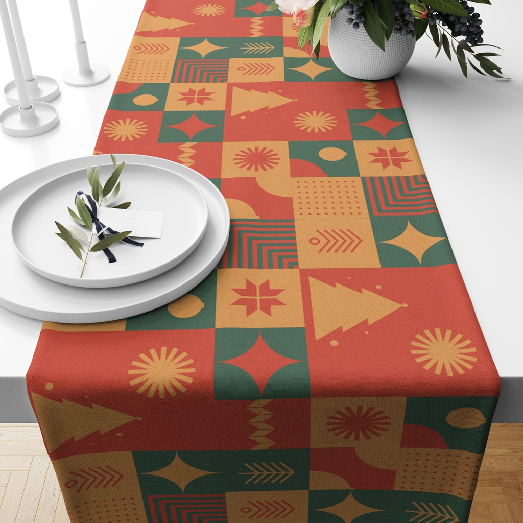 Trilho Caminho de Mesa Para Decoração de Natal Natalino em Tecido c/ Variações.