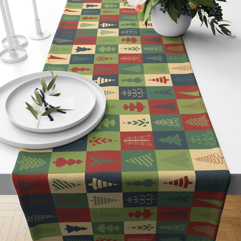 Trilho Caminho de Mesa Para Decoração de Natal Natalino em Tecido c/ Variações.