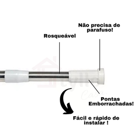 Varão Extensível Resistente em Porta Cortina Box Banheiro Multiuso Alta qualidade