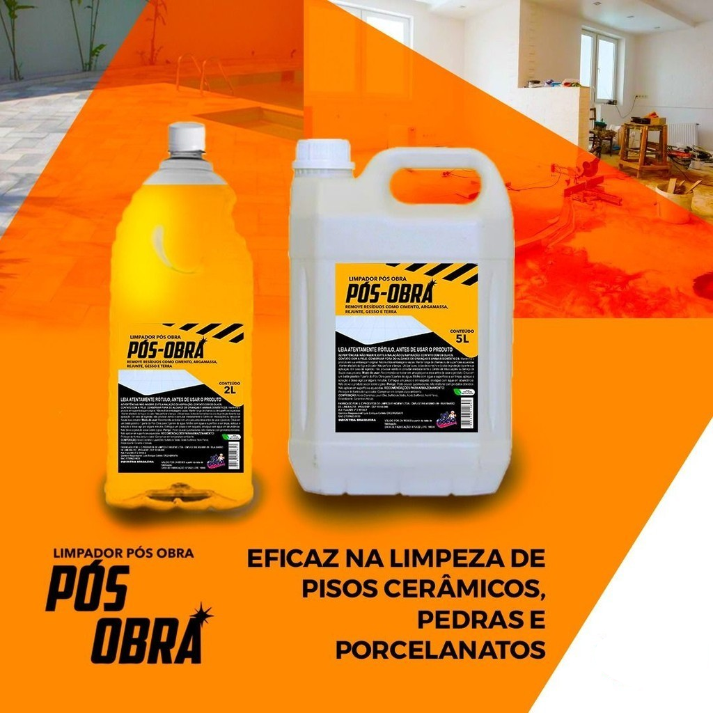 Limpador Pós Obra Vo docia 2L para REMOÇÃO DE RESÍDUOS