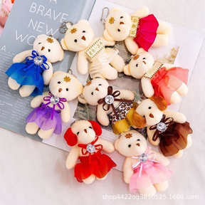 Kit 12 Mini Ursinhos de Pelúcia Urso com saia Durável/Boneca Bonita