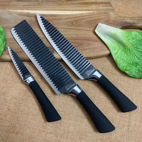 Kit 6 Peças Conjunto de Faca Carne Cutelo Legumes Aço Carbono Descascador Tesoura Profissional