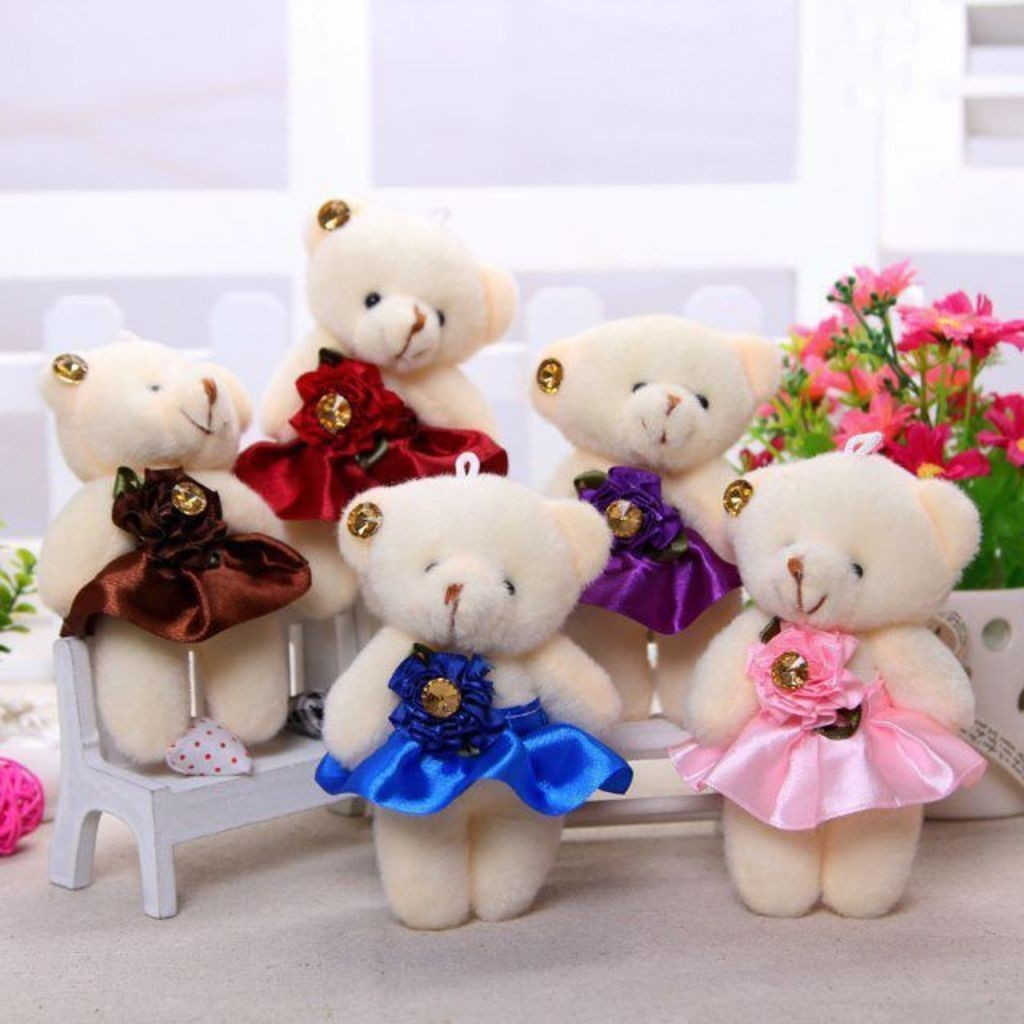 Kit 12 Mini Ursinhos de Pelúcia Urso com saia Durável/Boneca Bonita