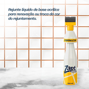 Tinta Para Rejunte Zapt Cores Fortaleza 200ml Prático Alta Cobertura Piso Parede Rejunta Porcelanato Banheiro Branco
