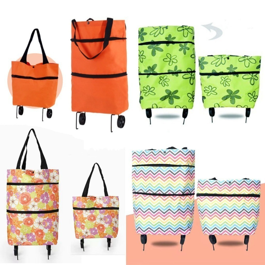 bolsa de compras dobrável com rodas para feira